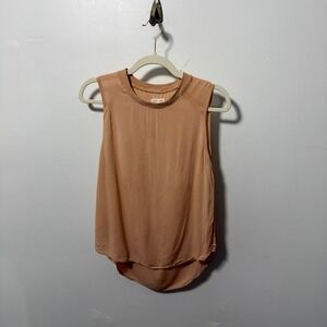 Silence + Noise Sleeveless High Low Top Small Peach Rib Neck